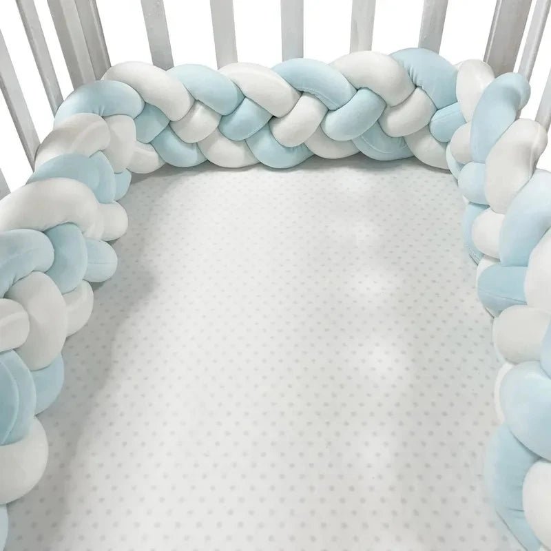 Tresse de lit bébé - BebeSerenite - bleu - blanc - tour de lit - simple - moelleux - confortable