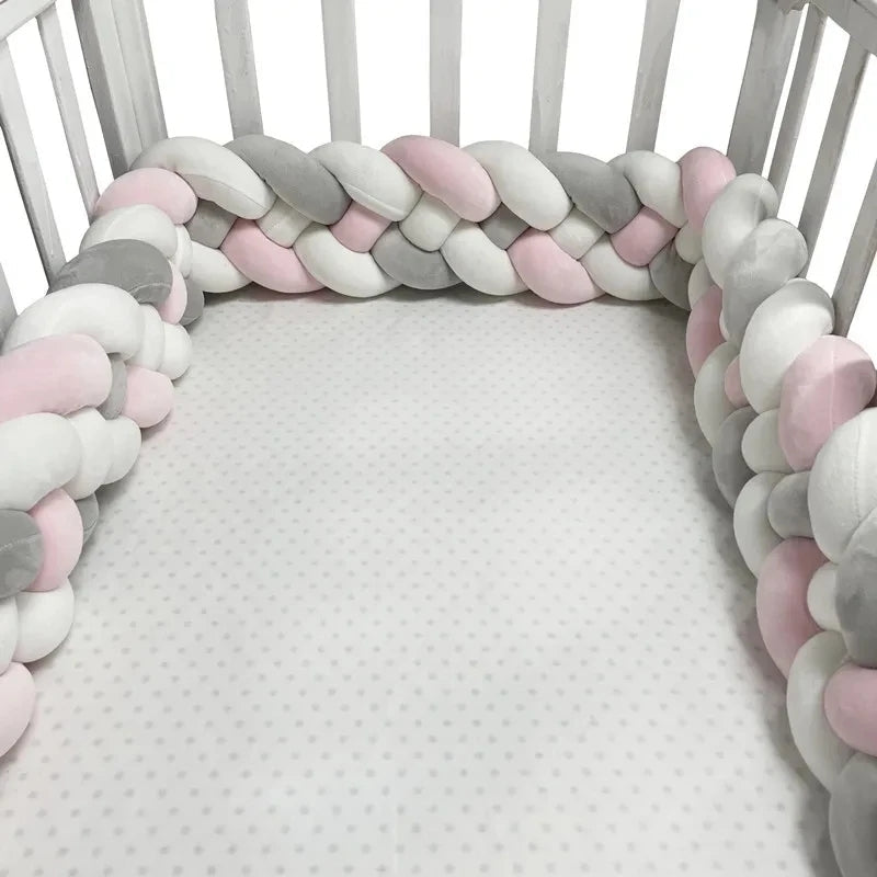 Tresse de lit bébé - BebeSerenite - rose -blanc - simple - tour de lit - moelleux