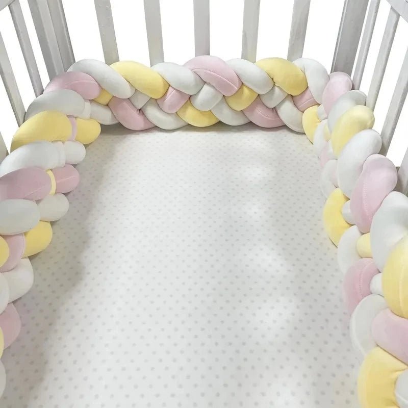 Tresse de lit bébé - BebeSerenite - jaune - rose - blanc - moelleux -tour de lit - simple
