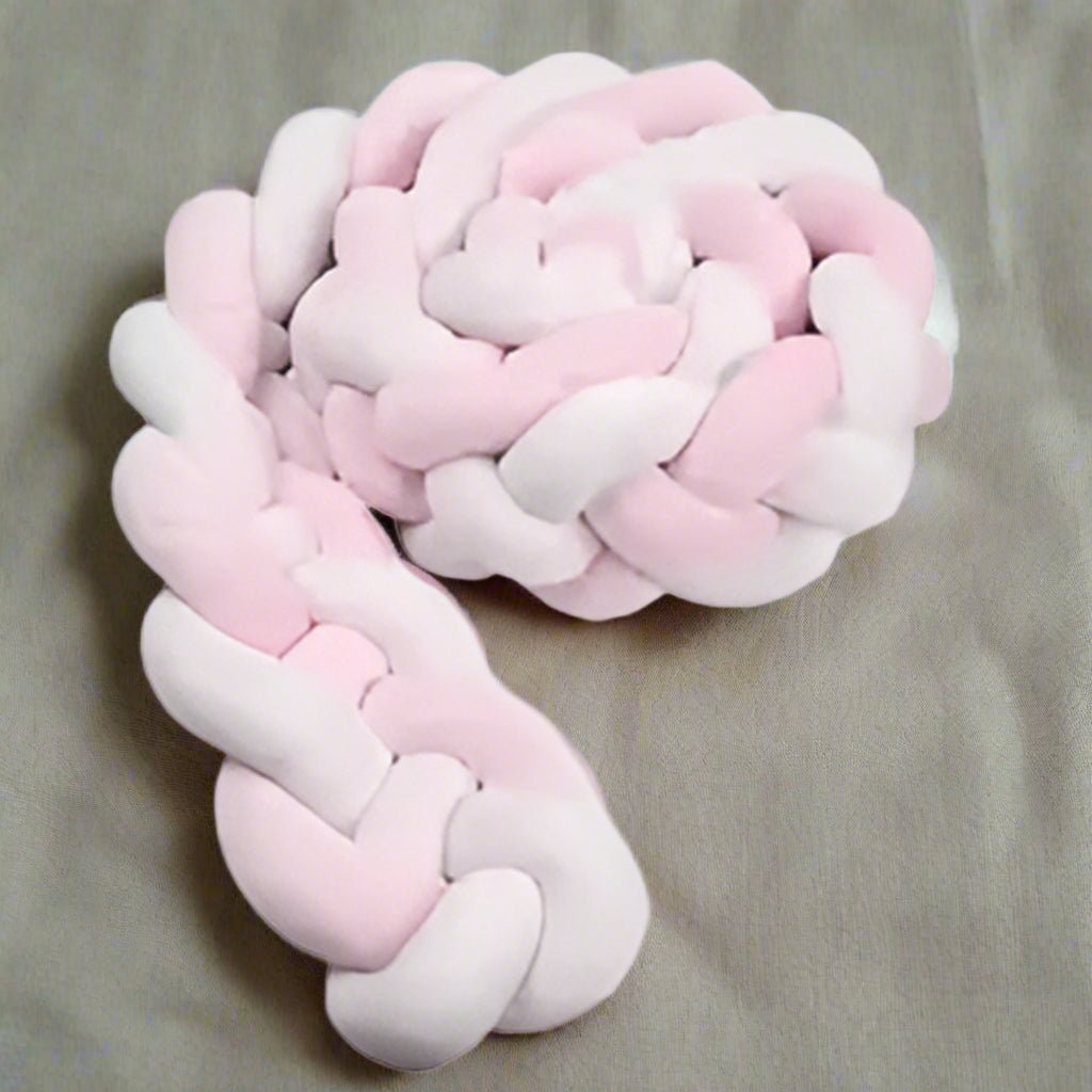 Tresse de lit bébé| QuatreBrins™ - Blanc - Rose - BebeSerenite