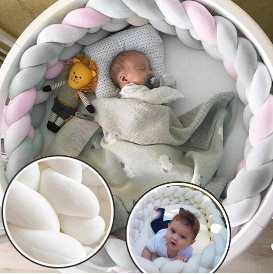 Tresse de lit bébé | QuatreBrins™ - Gris - Rose - Blanc - BebeSerenite